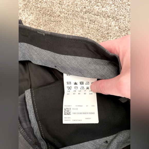 Hugo Boss gray windowpane check Suit Pants - Picture 4 of 6